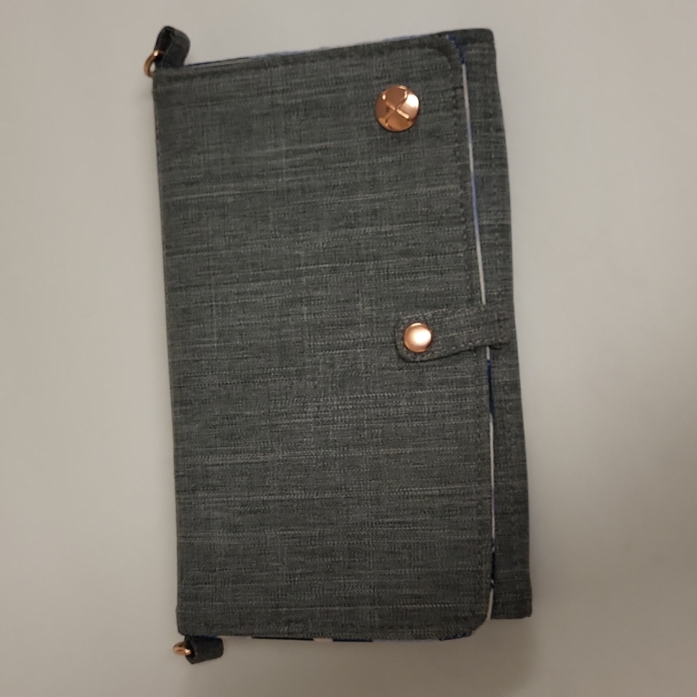 X Chrome Clutch Organizer Bag Cell Phone Holder Floral Grey Rose Gold Women's OS